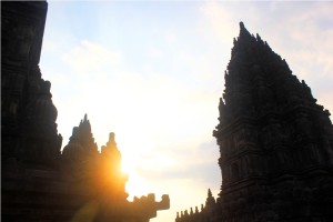 sunset prambanan temple