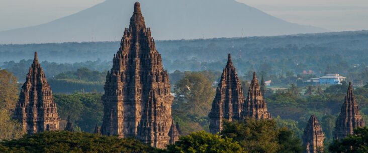 view of prambanan temple and merapi mountain min Experience the Best of Bali and Java with Our Amazing Holiday Packages