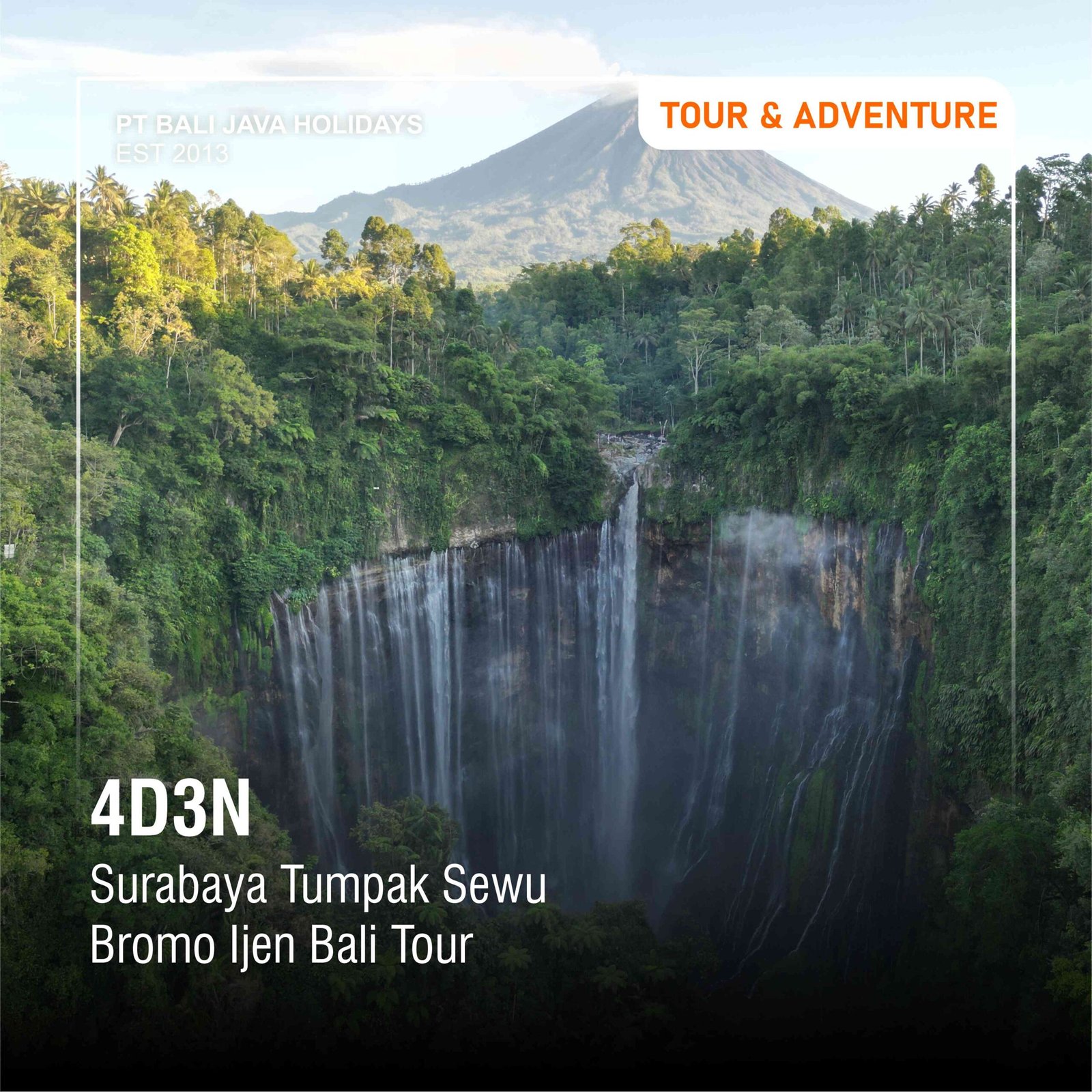 SURABAYA - TUMPAK SEWU WATERFALL - MOUNT BROMO - IJEN CRATER - BALI TOUR 4 DAYS