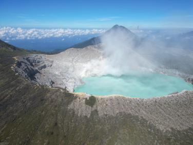 mount ijen view by drone camera